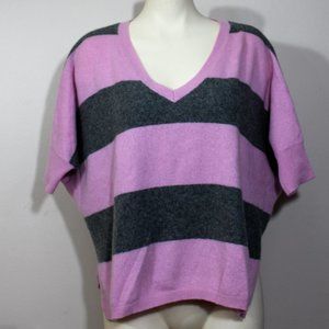 Minnie Rose Cashmere Women's Sweater Pink Grey Geometric Oversize size XS/S